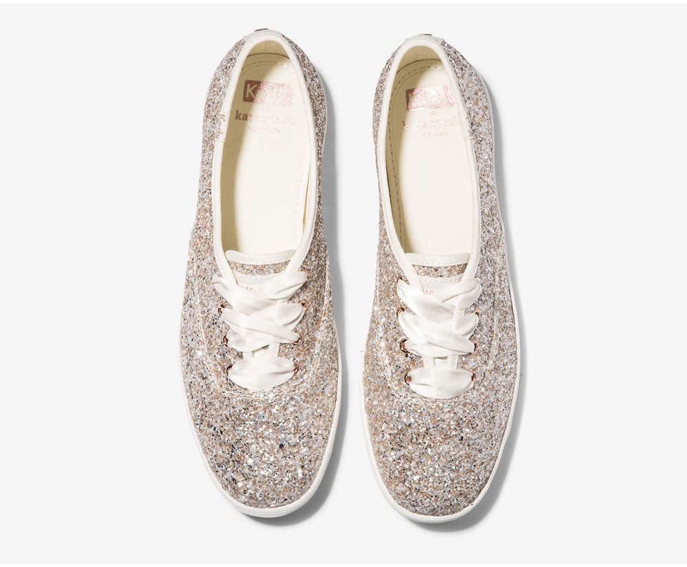 Zapatillas Keds Mujer Rosas Doradas - Kate Spade New York Champion Glitter - 864-BKVZAN